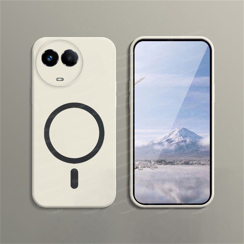 เคสโทรศัพท์มือถือ TPU นิ่ม ผิวด้าน แม่เหล็ก วงกลม สีแคนดี้ สําหรับ Realme 11 5G 11X 5G