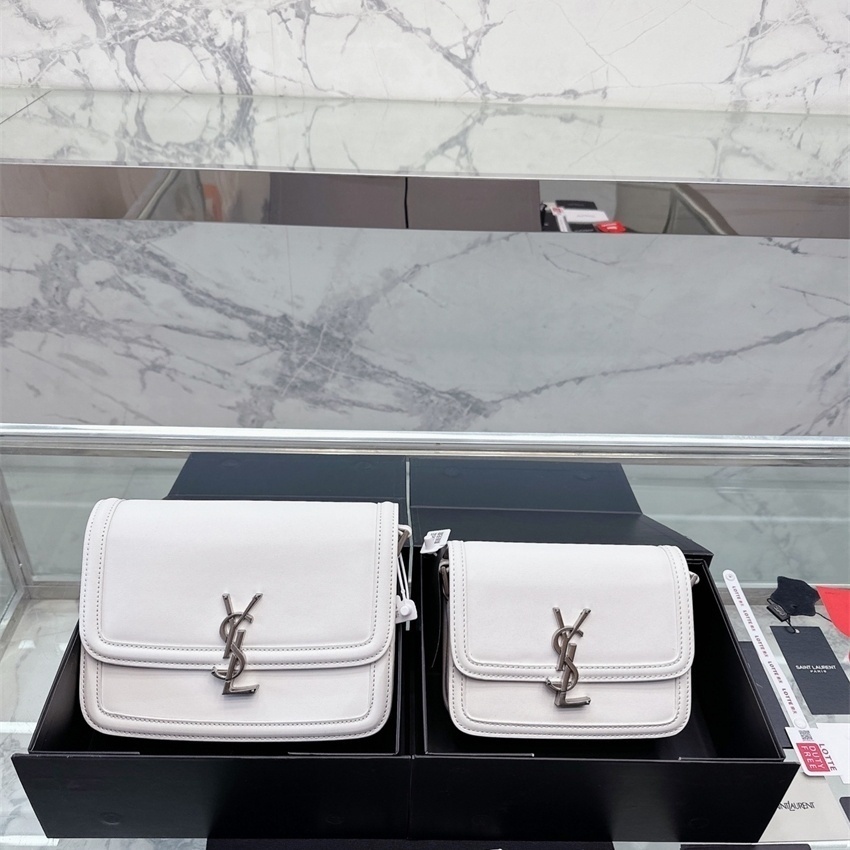 [ ](พร้อมกล่อง) Tofu Bag Ysl Womens Bag Chain Bag Hardware Silver Shoulder Crossbody Bag