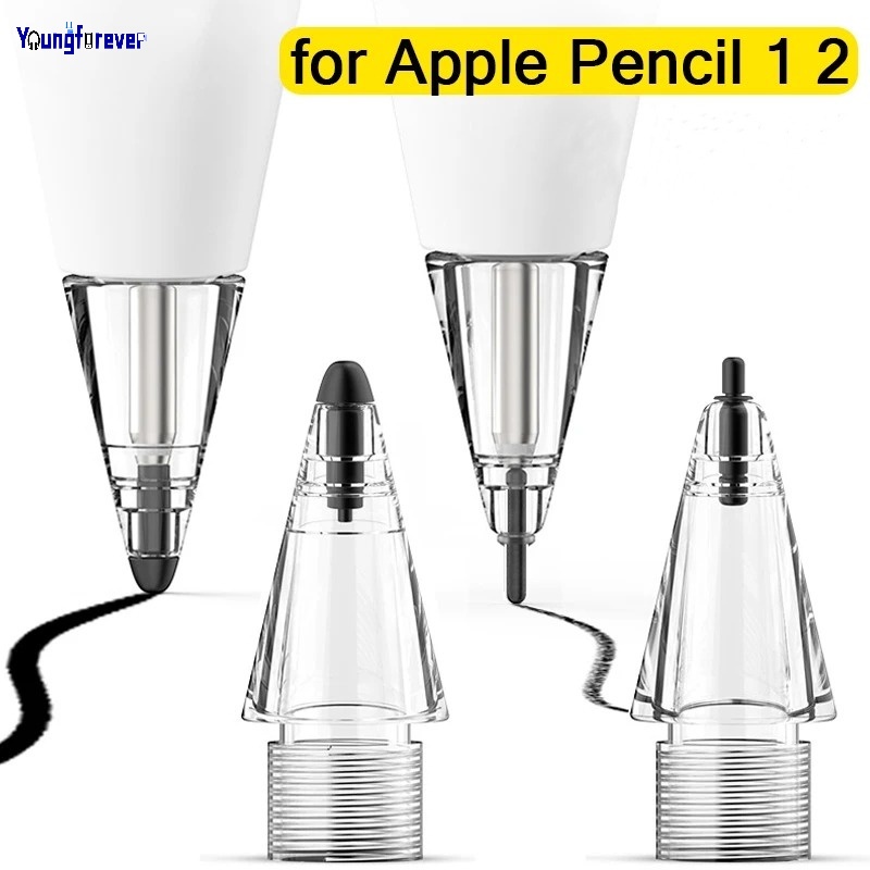 ใหม่ ปลายปากกาสไตลัสใส HB ทนทาน แบบเปลี่ยน สําหรับ Apple Pencil 1st 2nd PP 1 5 ชิ้น