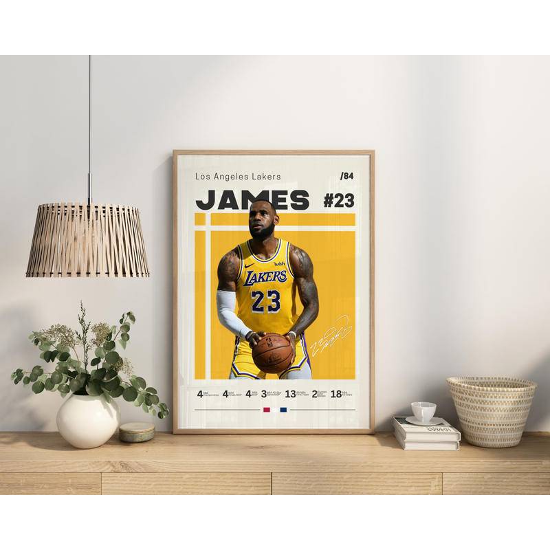 Lebron James Poster LA Lakers NBA Fans ผ้าใบบาสเกตบอลพิมพ์โปสเตอร์กีฬาสําหรับพัดลมศิลปะผนัง