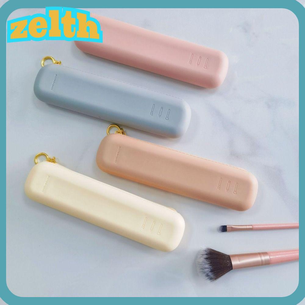 Zelth กระเป๋าซิลิโคน มีซิป ความจุขนาดใหญ่ สําหรับเก็บแปรงแต่งหน้า