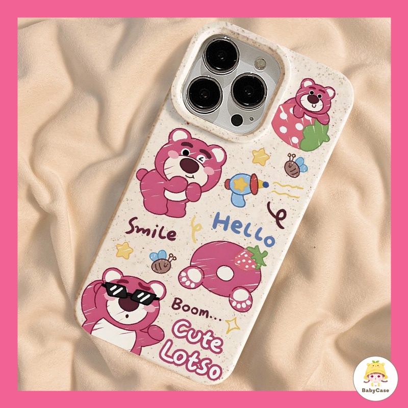 จระเข้น่ารัก Shin-chan สตรอเบอร์รี่หมีกรณี Lotso เข้ากันได้ iPhone 15 11 13 12 14 Pro MAX 7 8 6 15 Plus XR X XS MAX - รูปที่ 2