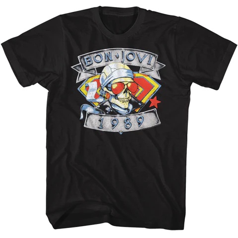 พิมพ์ลาย เสื้อยืด ลาย Bon Jovi 1989 | เสื้อยืด พิมพ์ลายวงร็อค Hard Rock
