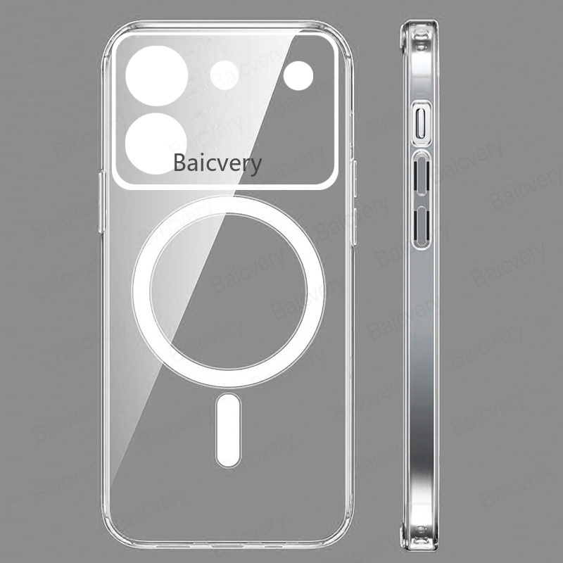 เคสสําหรับ ZTE Blade A54 / Blade A34 เคส TPU ใส รองรับที่ชาร์จไร้สาย แบบแม่เหล็ก พร้อมที่ยึด