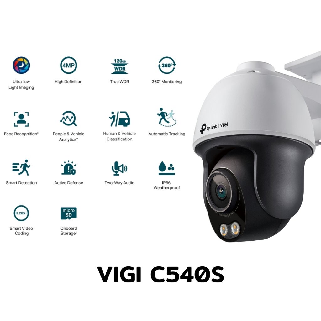 🛵มีส่งด่วน💨 TP-LINK VIGI C540/C540-W/C540S/C540V/C540-4G 4MP OUTDOOR WI-FI PAN TILT รับประกัน 3 ปี