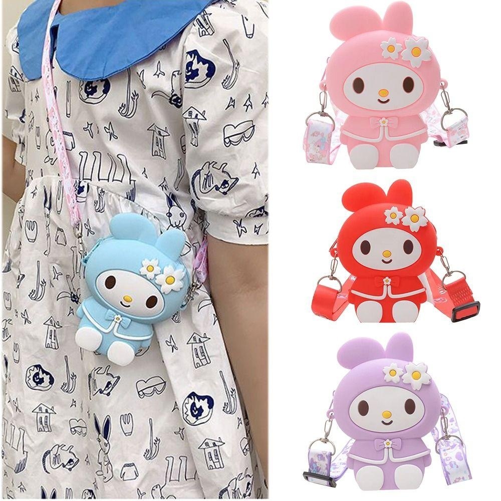 DSLONG Mini Crossbody Bag, Flower Rabbit Princess Small Bags, Cute Silicone Cartoon Shoulder Bag Girls