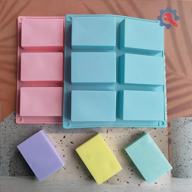 [GEX] 6 Cavity Squareแม่พิมพ์ซิลิโคนสําหรับทําสบู่3Dธรรมดาแม่พิมพ์สบู่สี่เหลี่ยมผืนผ้าDIYสบู่แฮนด์เมดรูปแบบถาดMould [TH]