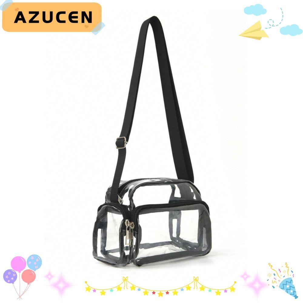 Azucen กระเป๋าสะพายใส, กระเป๋าซิปสีลูกกวาดกระเป๋าถือ, กระเป๋าเยลลี่ PVC แบบสบาย ๆ กระเป๋าใต้วงแขน