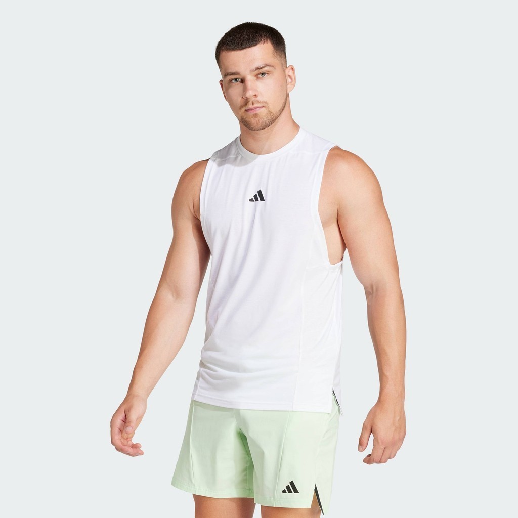 adidas เทรนนิง เสื้อกล้ามออกกำลังกาย Designed for Training ผู้ชาย สีขาว IS3795