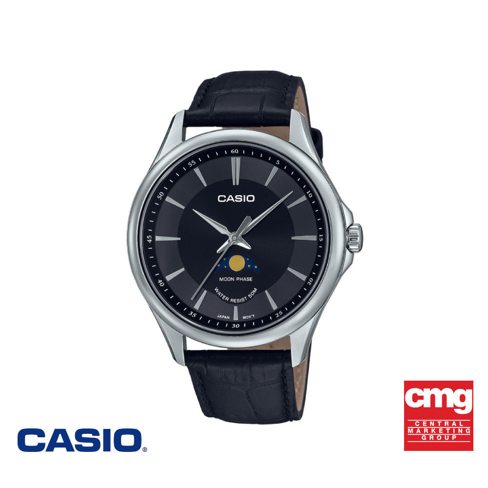 CASIO นาฬิกาข้อมือ รุ่น MTP-M100L-1AVDF สายหนัง สีดำ