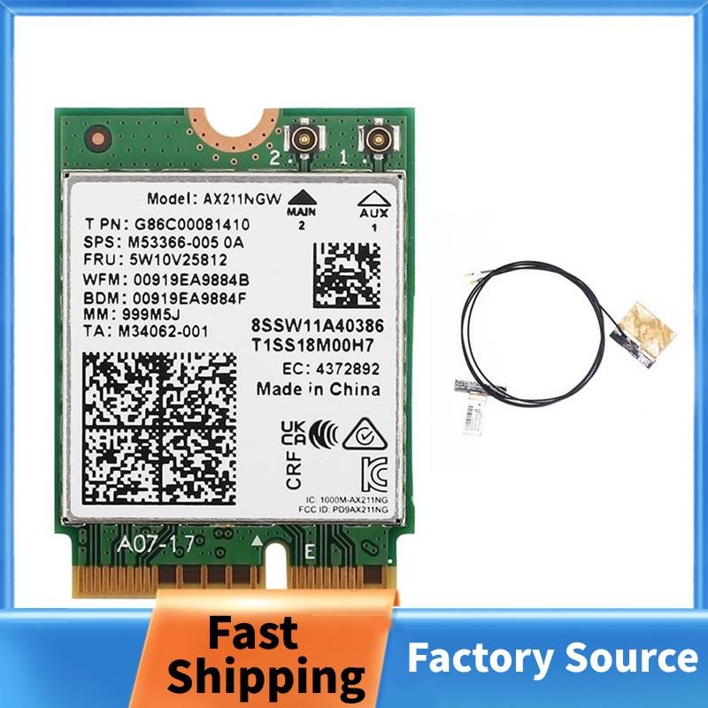 WiFi 6E AX211NGW Tri Band 2.4G/5G/6Ghz เครือข่ายไร้สาย Wifi การ์ดสําหรับบลูทูธ 5.2 AX211 M.2 CNVio W