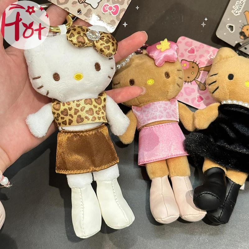 Ge Kawaii ยอดนิยม Sanrio ขายาว Hello Kitty ตุ๊กตาพวงกุญแจจี้น่ารักการ์ตูนตุ๊กตาของเล่นกระเป๋าเป้สะพายหลังจี้ของขวัญสแควร์