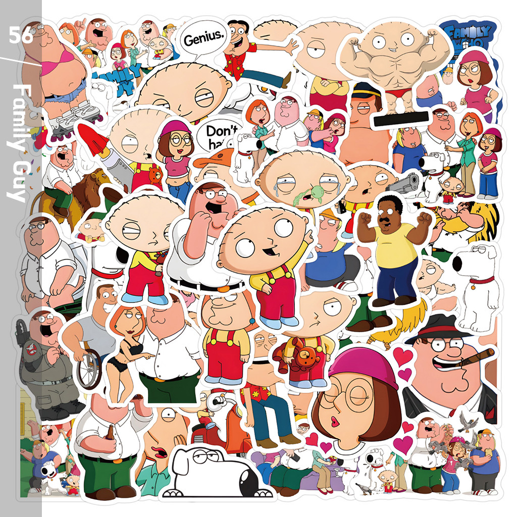 ชุดสติ๊กเกอร์ Family Guy ชุดสติ๊กเกอร์กราฟิตี้กันน้ำลายการ์ตูน, 56 แผ่น/ชุด