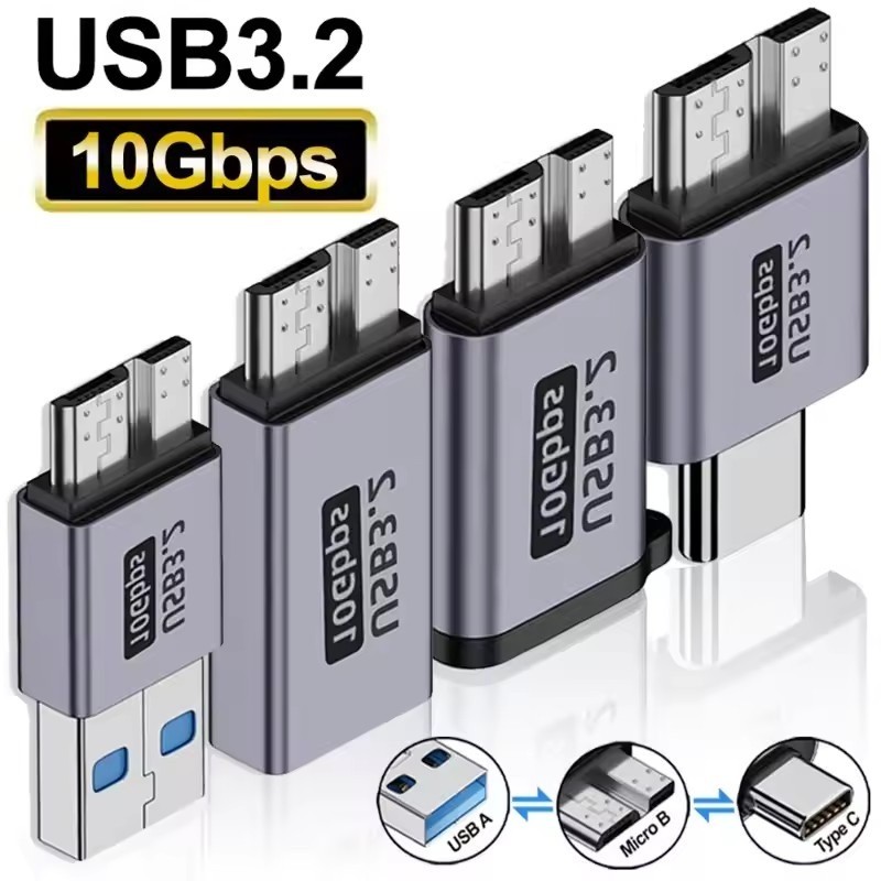 Universal USB A Type C ถึง Micro B อะแดปเตอร์ชายหญิงสําหรับฮาร์ดดิสก์ภายนอก HDD 10Gbps Super High-speed Data Transfer Converter