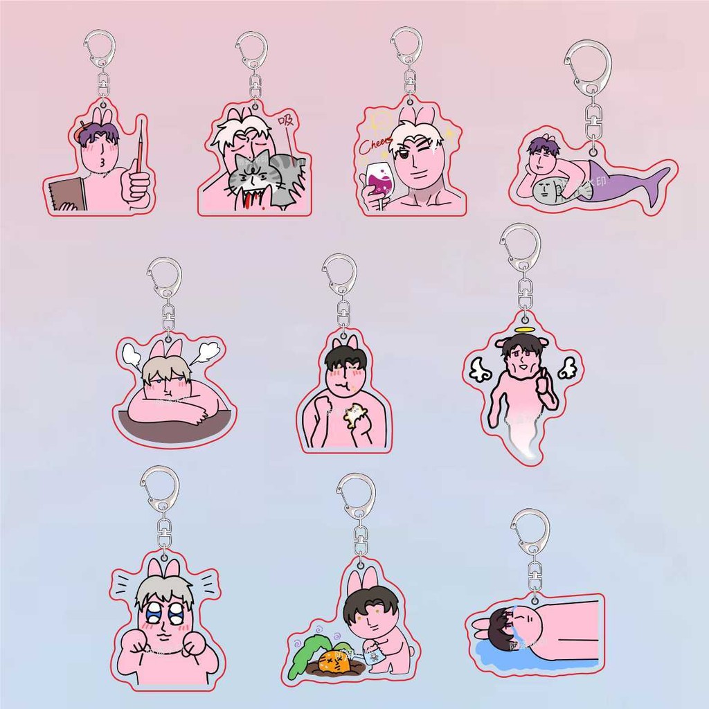 Love And Deepspace Rafayel Xavier Zayne Rafayel Sylus Caleb กระต่ายสีชมพูตลกพวงกุญแจจี้อะคริลิค