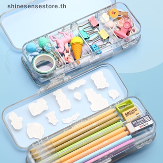 Shine Kawaii กล่องดินสอ แบบใส สองชั้น ความจุขนาดใหญ่ สําหรับใส่เครื่องเขียน ปากกา สํานักงาน โรงเรียน