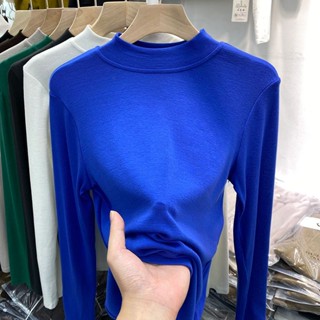 เสื้อยืด คอกลม สีพื้น แบบเย็บติดกัน สําหรับผู้หญิง