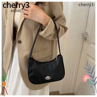 Cherry3 กระเป๋าถือ กระเป๋าสะพายไหล่ หนัง PU ขนาดเล็ก จุของได้เยอะ สีพื้น แฟชั่นสําหรับสตรี Y2k