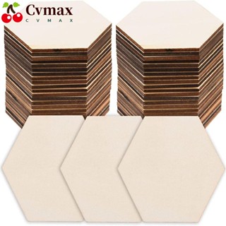 Cvmax แผ่นไม้ธรรมชาติ หกเหลี่ยม 9*8*0.3 ซม. 50 ชิ้น DIY