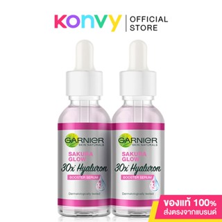 [แพ็คคู่] Garnier Sakura White Hyaluron Booster Serum [30ml x 2pcs] เซรั่มบำรุงผิวเข้มข้น.