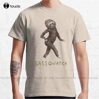 ใหม่ เสื้อยืด ผ้าฝ้าย พิมพ์ลาย Sassquatch สีขาว สไตล์คลาสสิก สําหรับผู้ชาย XS5XL