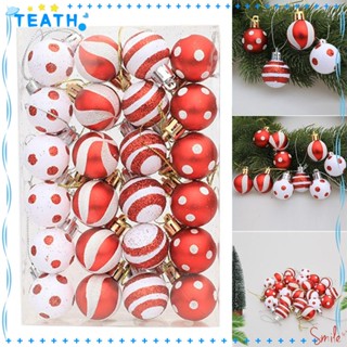 Teath ลูกบอลพลาสติก สีแดง และสีขาว 3 ซม. ทนทาน สําหรับแขวนตกแต่งต้นคริสต์มาส