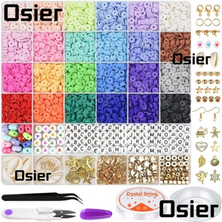 Osier1 ชุดลูกปัดดินโพลิเมอร์ ทรงกลมแบน 24 สี 6 มม. สําหรับทําเครื่องประดับ สร้อยข้อมือ DIY 6000 ชิ้น