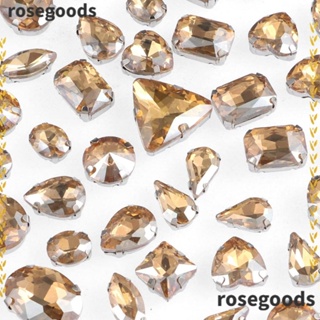 Rosegoods1 พลอยเทียม รูปกรงเล็บสีทอง คละแบบ สําหรับเย็บติดเสื้อผ้า 50 ชิ้น