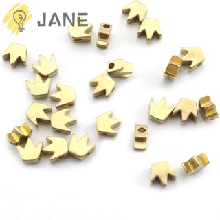 Jane สร้อยข้อเท้า ลูกปัดทองเหลือง รูปมงกุฎ สีทอง 5x2.5 มม. ติดทนนาน 100 ชิ้น