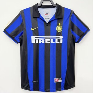 เสื้อกีฬาแขนสั้น ลายทีมชาติฟุตบอล Inter Home 1998-99 Inter สไตล์วินเทจ แห้งเร็ว ไซซ์ S-XXL AAA สําหรับผู้ชาย