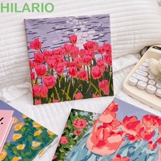 Hilario ชุดภาพวาดสีน้ํามันอะคริลิค รูปดอกทิวลิป ระบายสีตามตัวเลข DIY สําหรับเด็ก