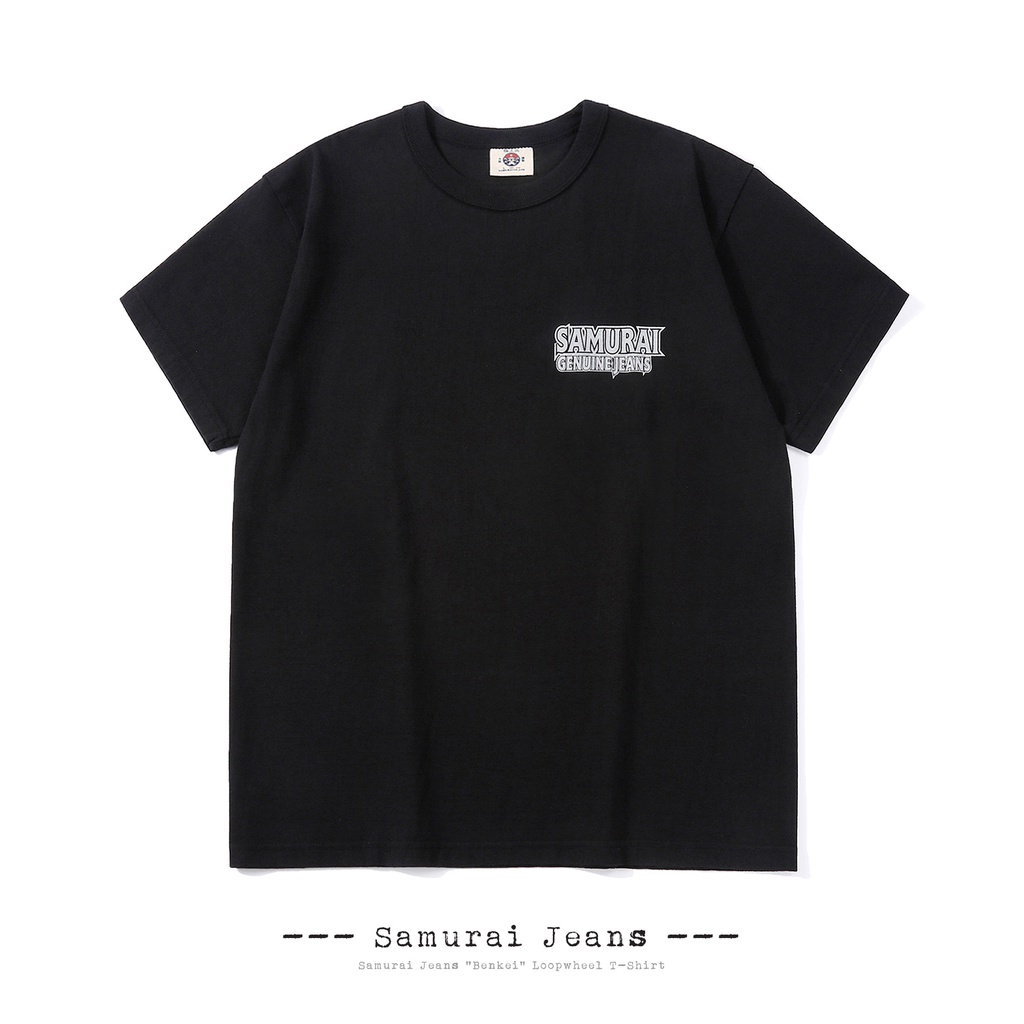 SAMURAI JEANS SAMURAI Print Round Neck Pure Cotton เสื้อยืดแขนสั้นสีดํา