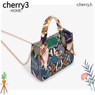 Cherry3 กระเป๋าสะพายไหล่ สายโซ่ ทรงสี่เหลี่ยม พิมพ์ลายงู สไตล์เรโทร สําหรับผู้หญิง