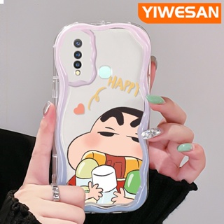 เคสโทรศัพท์มือถือแบบนิ่ม ใส กันกระแทก ลายการ์ตูนชินจัง สีครีม สําหรับ VIVO Y19 Y5s