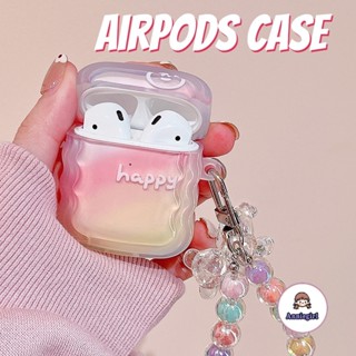 เคสหูฟังบลูทูธไร้สาย กันหล่น ไล่โทนสีชมพู พร้อมจี้หมีน่ารัก สําหรับ Airpods 1 2 3 Pro2