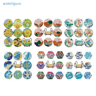 Widefigure แผ่นรองแก้วเครื่องดื่ม รูปสัตว์ ประดับเพชร พร้อมที่วางแก้ว DIY 6 8 ชิ้น