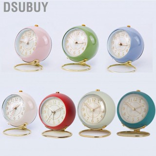 Dsubuy European Style Metal Clock Ingenious Mute Round Children Electronic Quartz Alarm for Living Room Bedroom