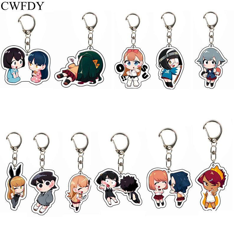 Kawaii อะนิเมะ Komi Cant Communicate พวงกุญแจ Komi Shoko และ Tadano Hitohito รูปการ์ตูนอะคริลิค