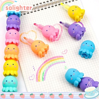 Solighter ปากกามาร์กเกอร์ เรืองแสง รูปหัวใจ ดอกไม้ 5 สี ต่อกล่อง เครื่องเขียน สําหรับโรงเรียน สํานักงาน