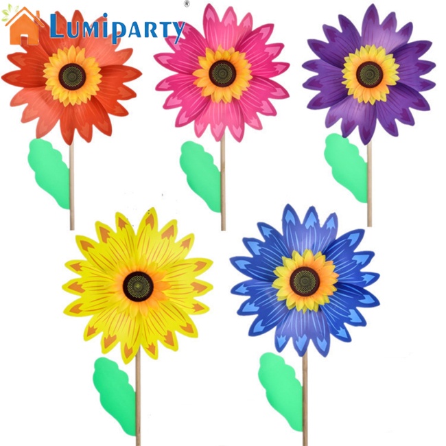 Lumiparty กังหันลมไม้ ลายดอกทานตะวัน หลากสี สําหรับตกแต่งสถานที่ กลางแจ้ง