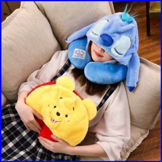 Gp1 หมอนรองคอ รูปตัว U ลาย Stitch Winnie the Pooh แบบพกพา PG1