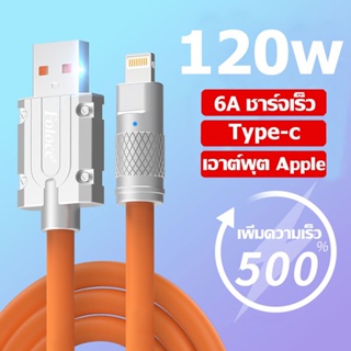 MOK สายชาร์จข้อมูลได้อย่างรวดเร็ว 1200W 6A สายชาร์จ 1M / 2M แกนทองแดงบริสุทธิ์ซิลิโคนสำหรับตัวเลือก ชาร์จสายไอโฟน