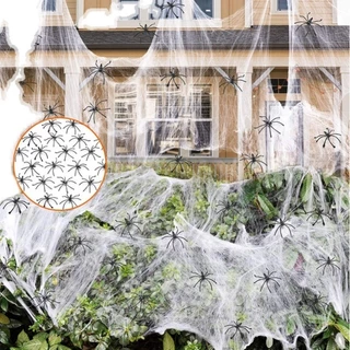 หยากไย่ ใยแมงมุม ใยแมงมุมปลอม ใยแมงมุมสำเร็จรูป ของตกแต่งฮาโลวีน Halloween Fake Spider Web Cobweb Stretchable ส่งจากไทย