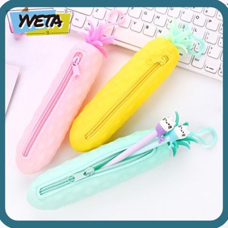 Yveta ขายดี กระเป๋าดินสอ ซิลิโคน สีพื้น สร้างสรรค์