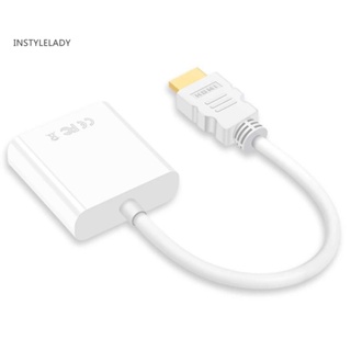 Instylelady สายเคเบิลอะแดปเตอร์แปลง 1080P HDMI เป็น VGA แบบพกพา สําหรับโปรเจคเตอร์ TV แล็ปท็อป