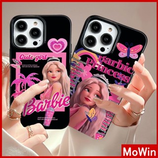 Mowin - เข้ากันได้สำหรับ เคสไอโฟน เคสไอโฟน11 เคส iphone 11 สีดำมัน TPU นุ่มกันกระแทกป้องกันกล้องมงกุฎสีชมพูรักเจ้าหญิงเข้ากันได้กับ iPhone 14 13 PRO MAX 12 PRO MAX 11 XR XS 7Plus 8 PLUS