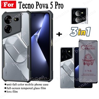 เคสโทรศัพท์ กันกระแทก สําหรับ Tecno Pova 5 Pro Pova 5 Anti Spy Soft Ceramic Matte ความเป็นส่วนตัว กระจกนิรภัย