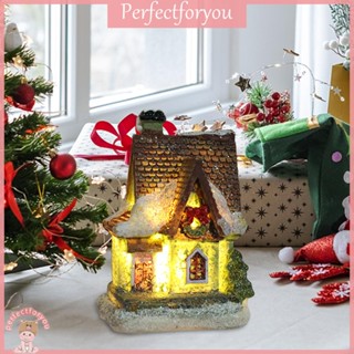 ❥Perfectfu โคมไฟ LED เรซิ่น รูปหมู่บ้าน คริสต์มาส สําหรับตกแต่งบ้าน โต๊ะ