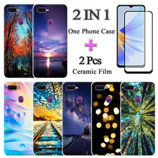 2 IN 1 OPPO F9 เคสโทรศัพท์น่ารัก พร้อมหน้าจอเซรามิคโค้ง สองชิ้น