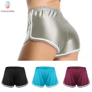 【TRSBX】Female Womens Shorts Pants Leisure Yoga Breathable Elastic Waist Sexy Shiny